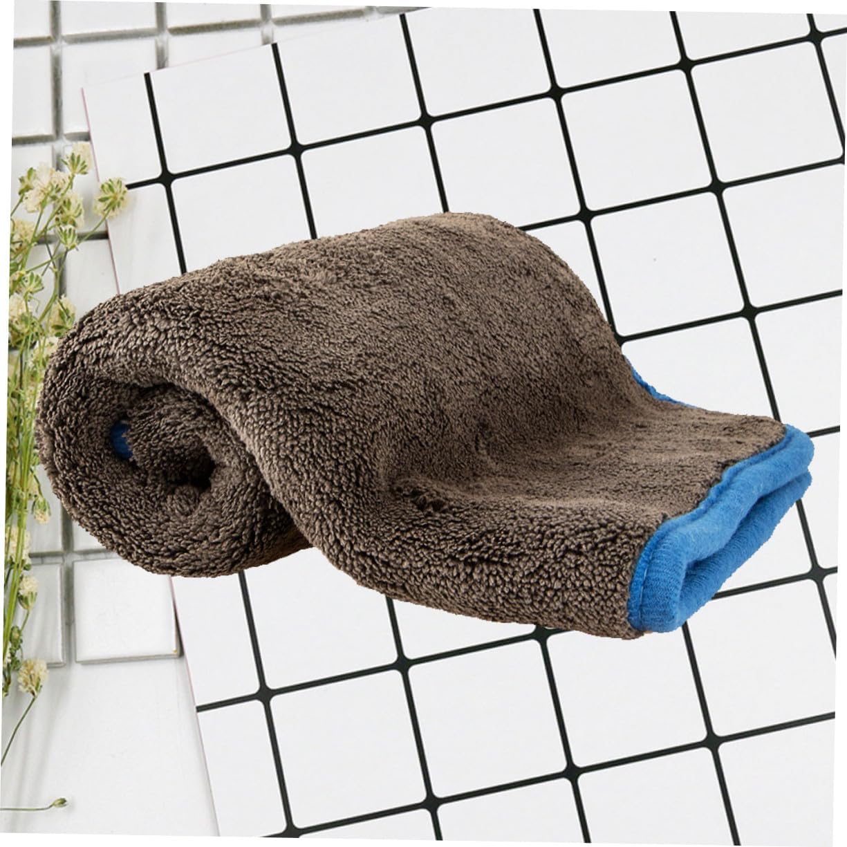 Thickened Super Absorbent Car Wash Cloth Dual-Sided Gray Microfiber Fabric with Blue Trim Drying Rag for Automotive Truck Motorcycle Boat and RV Detailing
