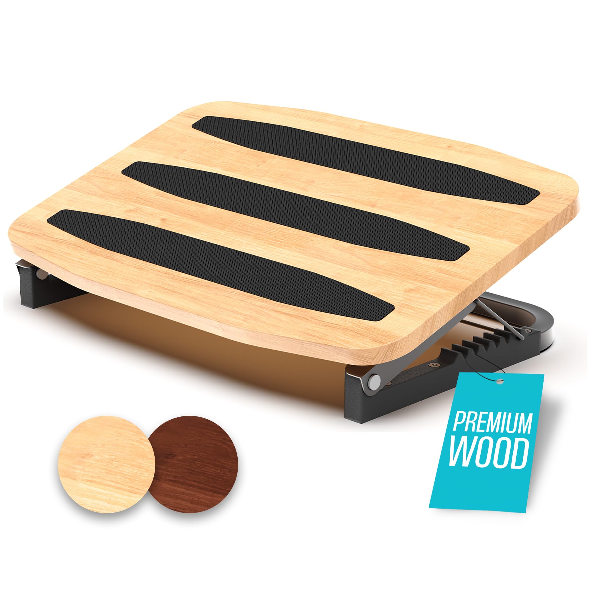 Adjustable Under Desk Foot Stool - Ergonomic Foot Rest with 7 Angles - Natural