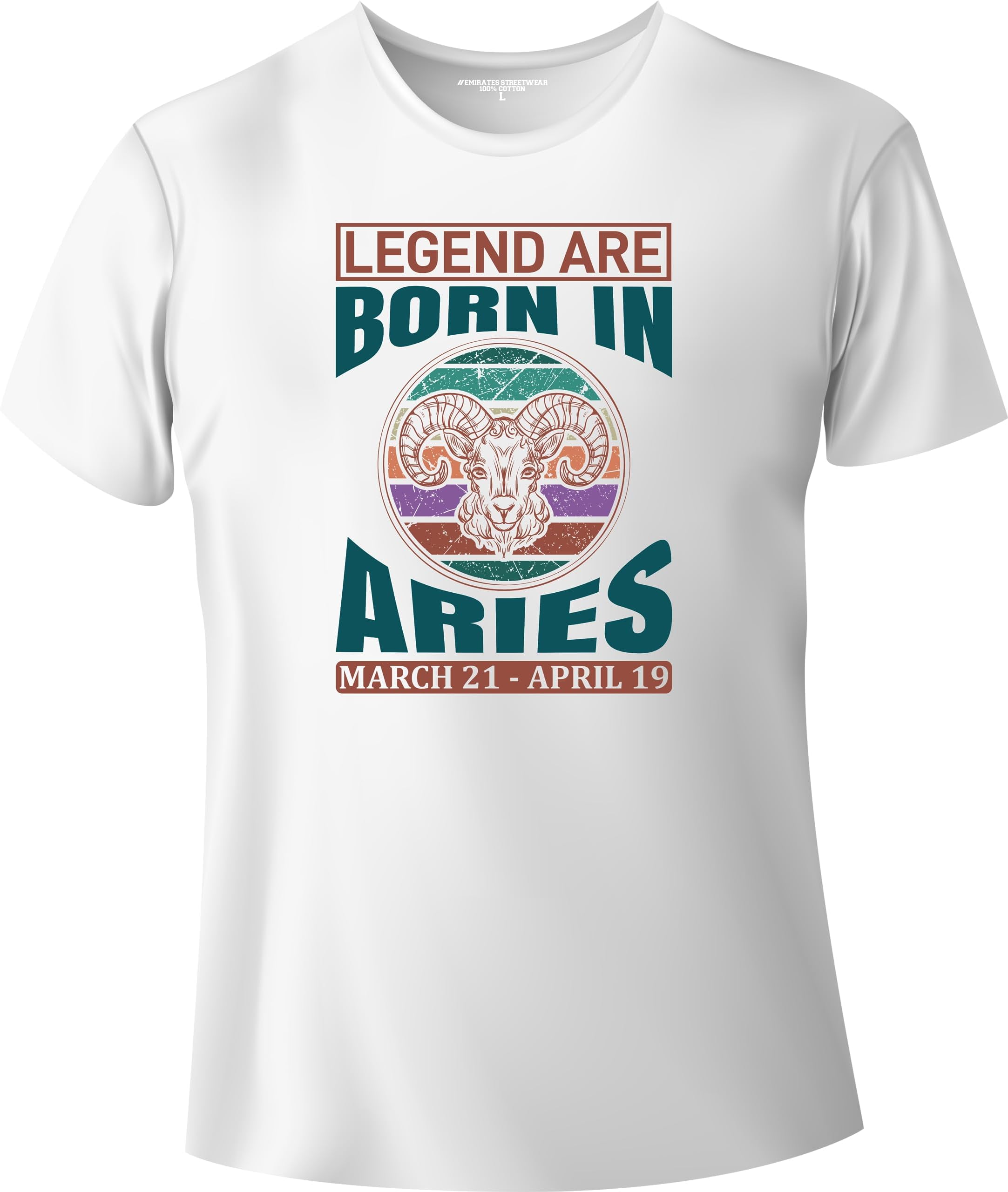 Emirates StreetwearLegend Are Born In Aries, Zodiac Sign T-Shirt for Men or Women, Unisex T-Shirt, D-0036