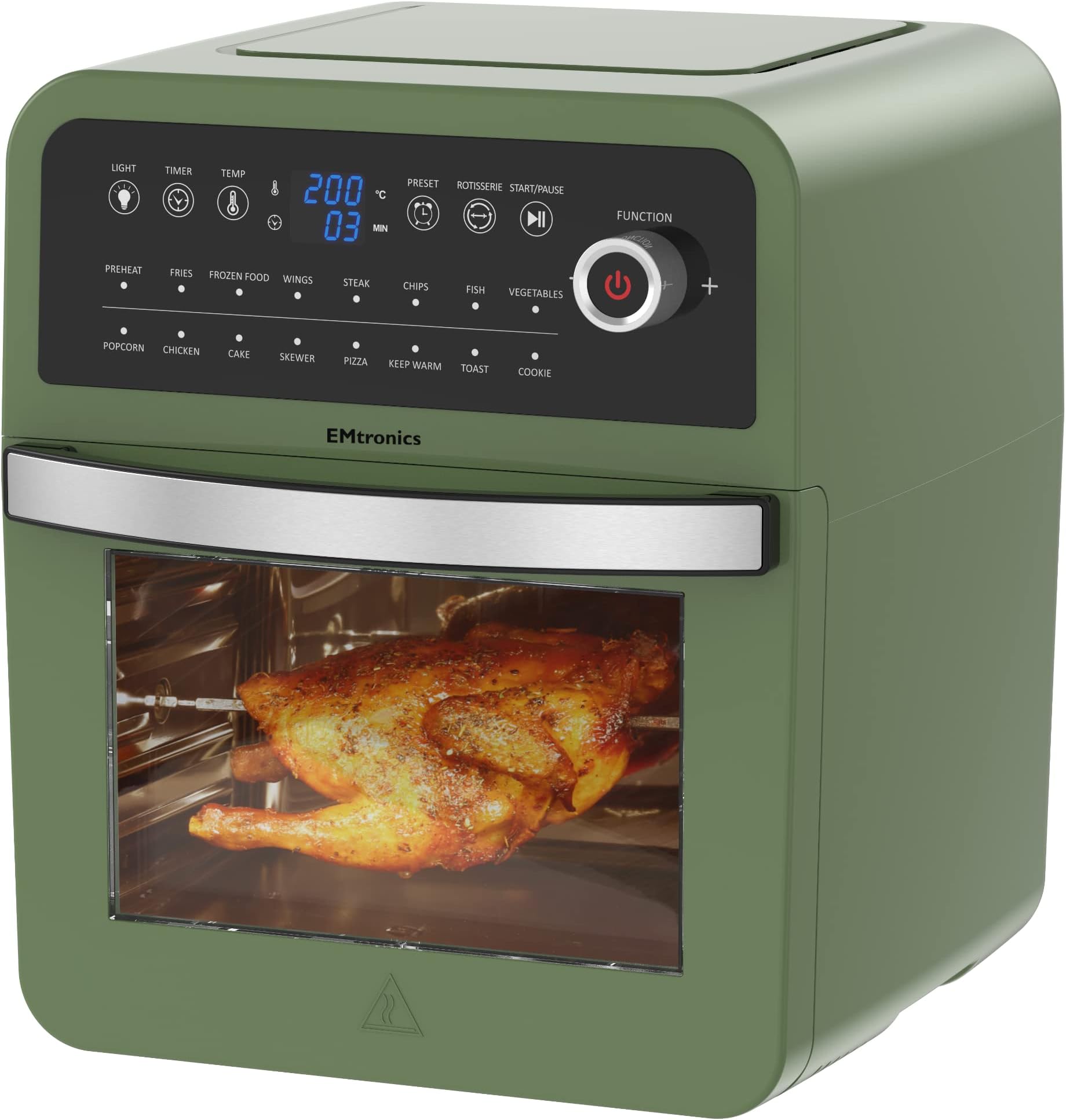 Retro Air Fryer Oven Combi, Rotisserie and Grill, Large Family Size 12L with 16 Pre-Set Menus for Oil Free Cooking – Sage Green