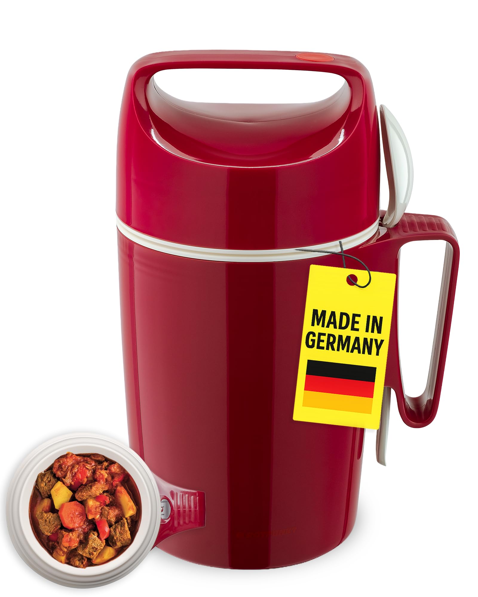 ROTPUNKT Thermobehälter für Essen 0,85L inkl. Löffel – Thermo Lunchbox Heiß & Kalt I Made in Germany I Hochwertiger Thermo Essensbehälter (Dirk 850, Plum)