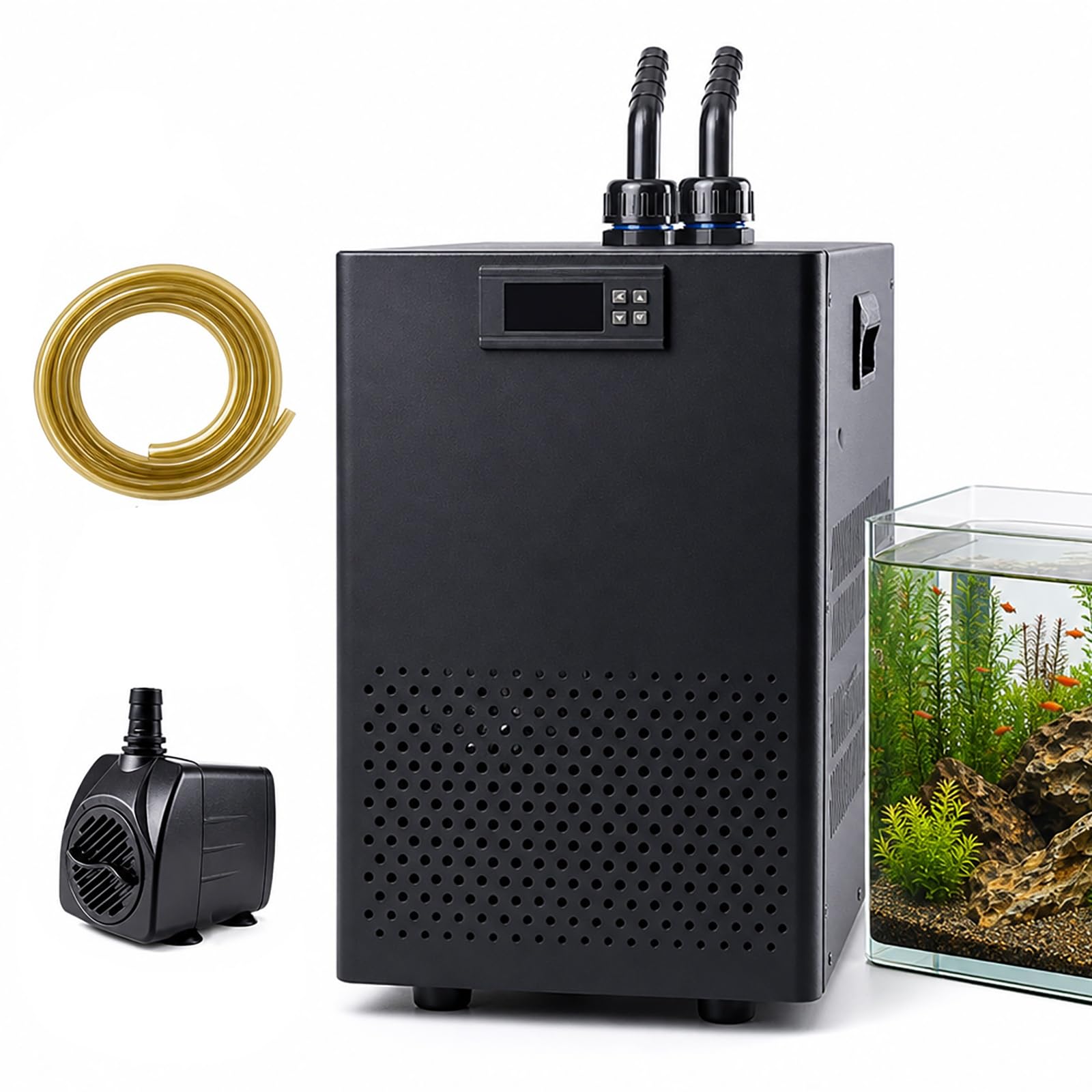Enfriador de Acuario, máquina refrigeradora de Agua para peceras | Incluye mangueras y bombas, refrigeración por compresor, control de temperatura táctil y funcionamiento silencioso