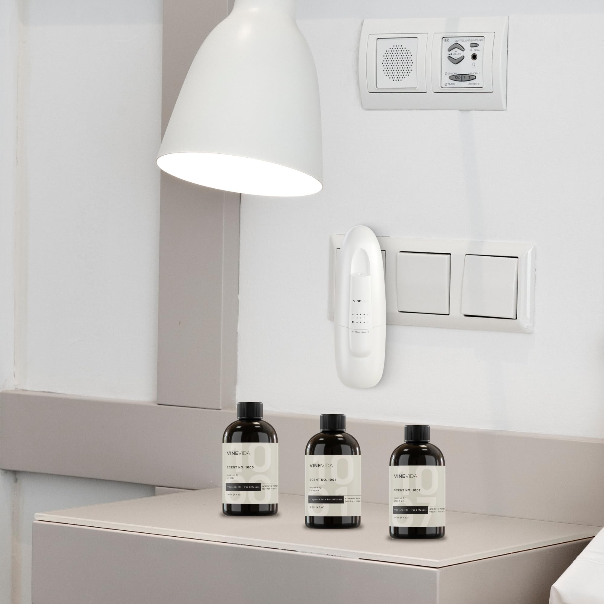 VINEVIDA Wasserloser Diffusor und 3 meistverkaufte Hotel-Duftöle – Ätherisches Öl Diffusor für Zuhause – Raumduft Luftdiffusor [Weißer Aroma-Diffusor]