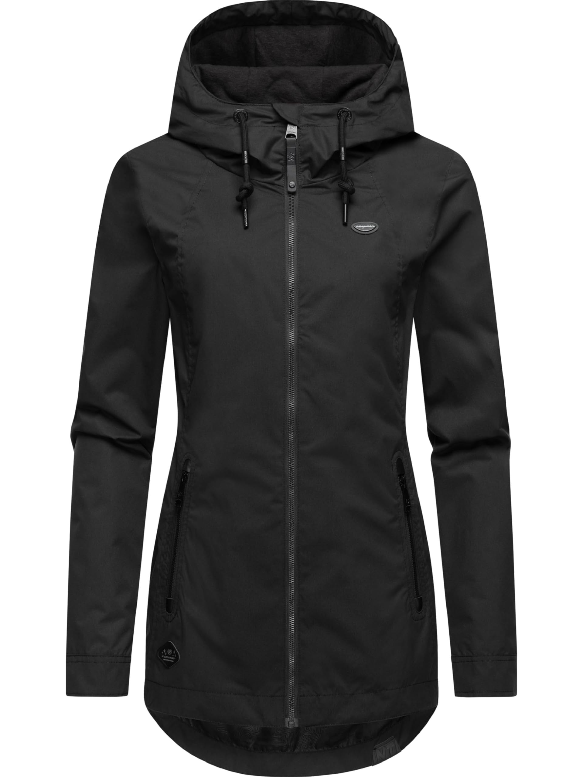 Ragwear Women's Black024 Zuzka Transition Jacket, Lightweight Waterproof Short Coat With Adjustable Hood, Intl, Xs-6Xl, 3XL