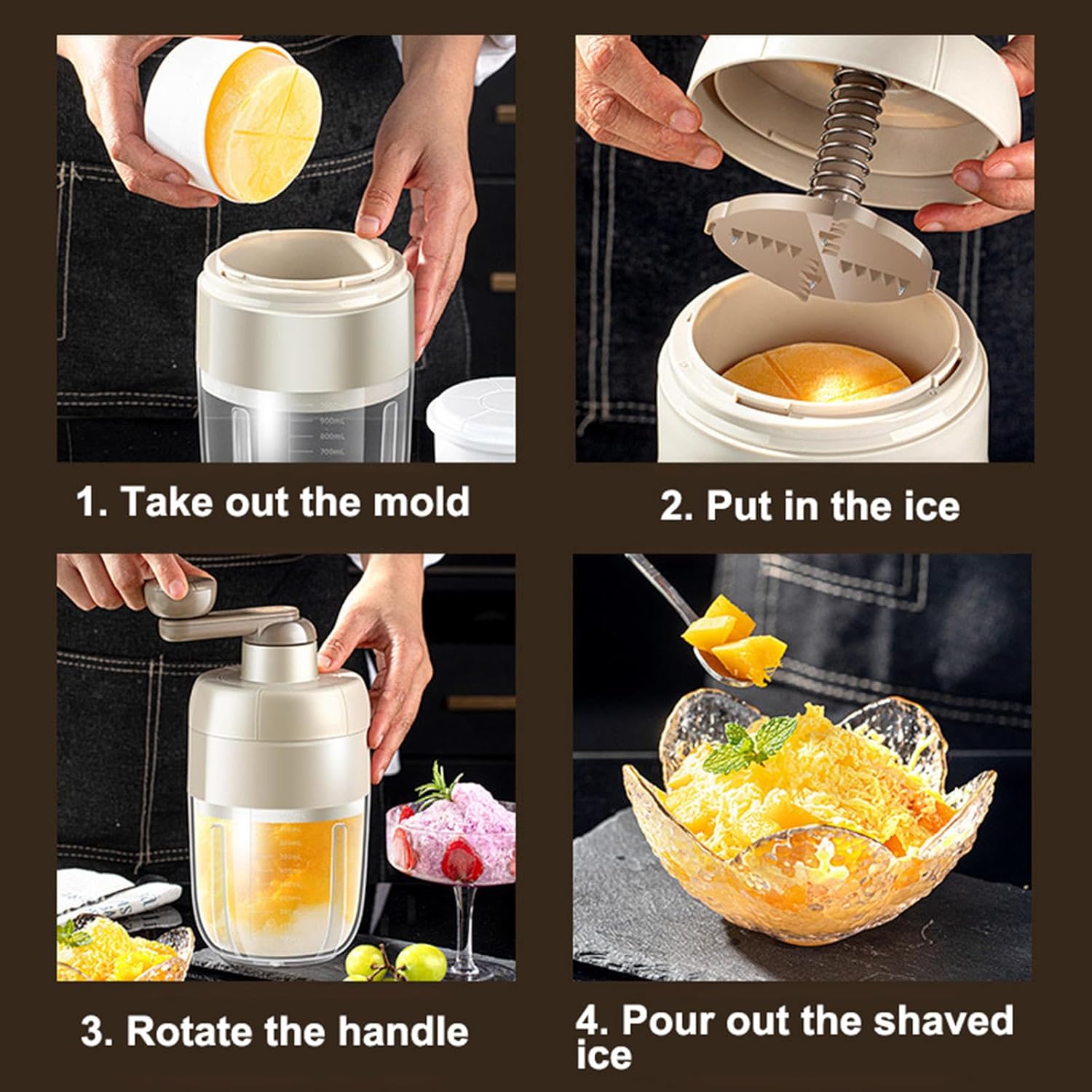 Ice Crusher Machine for Home|Manual Shaved Ice Machine|Snow Cone Machine|Manual Ice Shaver Crushed|for Smoothies Cocktails Ice Cream Party,B (B)