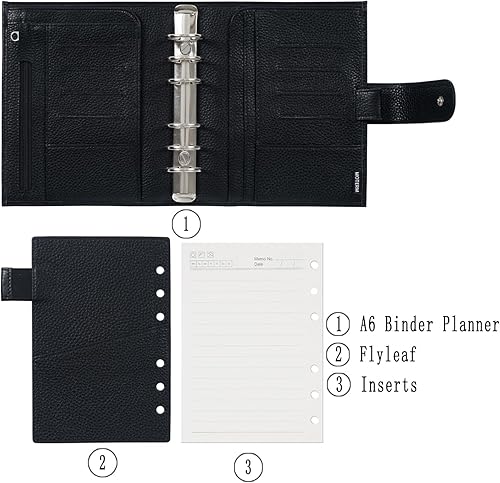 Miniatura 2 de Moterm True-A6 Luxe Rings Planner - Organizador de carpeta de cuero genuino (anillo de 1.18 pulgadas, diseño de guijarros firmes, rosa fucsia)