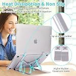 Laptop Stand for Desk, Aluminum Metal MacBook Stand,Computer Riser for Desk, Portable Foldable Adjustable Notebook Holder, Compatible with 10-15.6 Inch Laptops, iPad, Silver.