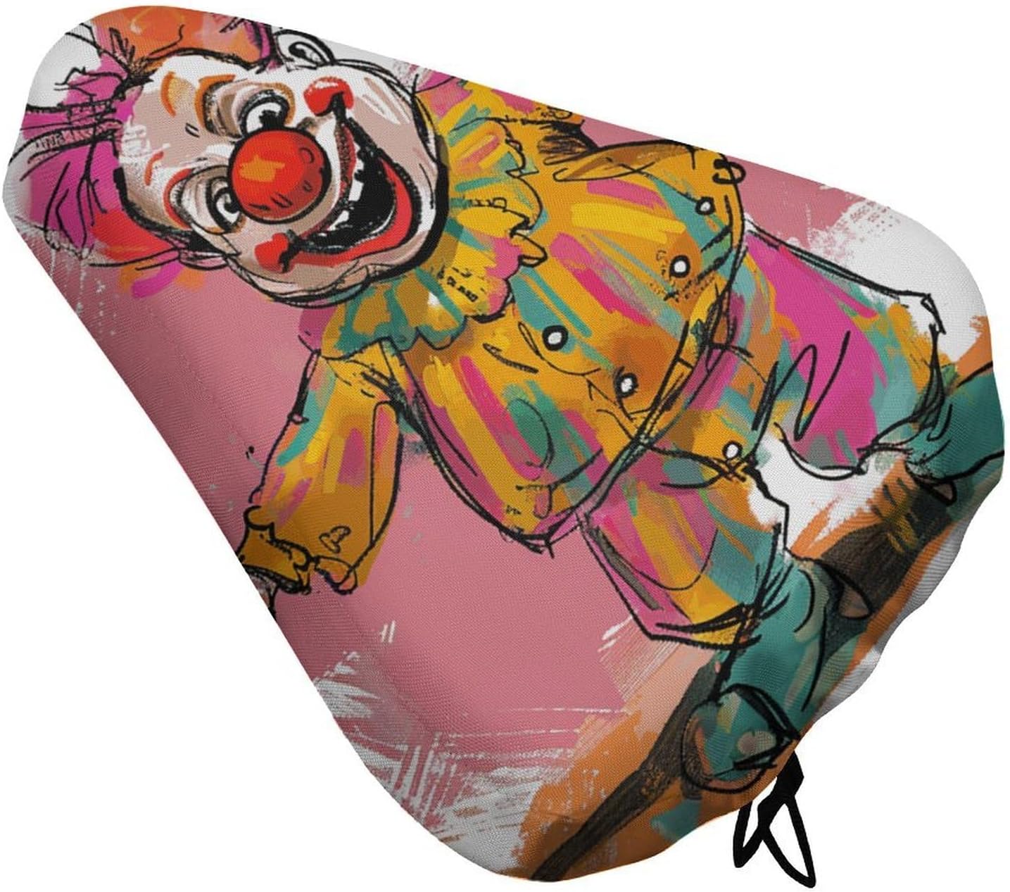 Funny Clown Waterproof Bike Seat Cushion with Drawstring for Women Men Soft Padded Bicycle Seat Cover for Comfort Wide Road Bike Saddles Universal Fit for Mountain Exercise