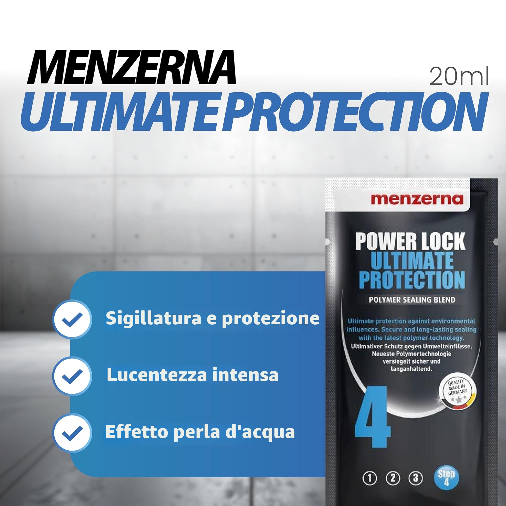 detailmate Set per lucidatura dell’Auto Menzerna Heavy Cut Compound 1000, Medium Cut Compound 2500, Super Finish Plus 3800, Koch Chemie Allround Quick Shine da 140 ml, Panno in Microfibra da 40x40cm