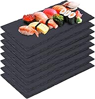 IHDYPPEW 8 Pack 8.7x6 Inch Black Slate Cheese Boards - Rectangle Charcuterie Plates for Parties, Cheese, Sushi & Gifts
