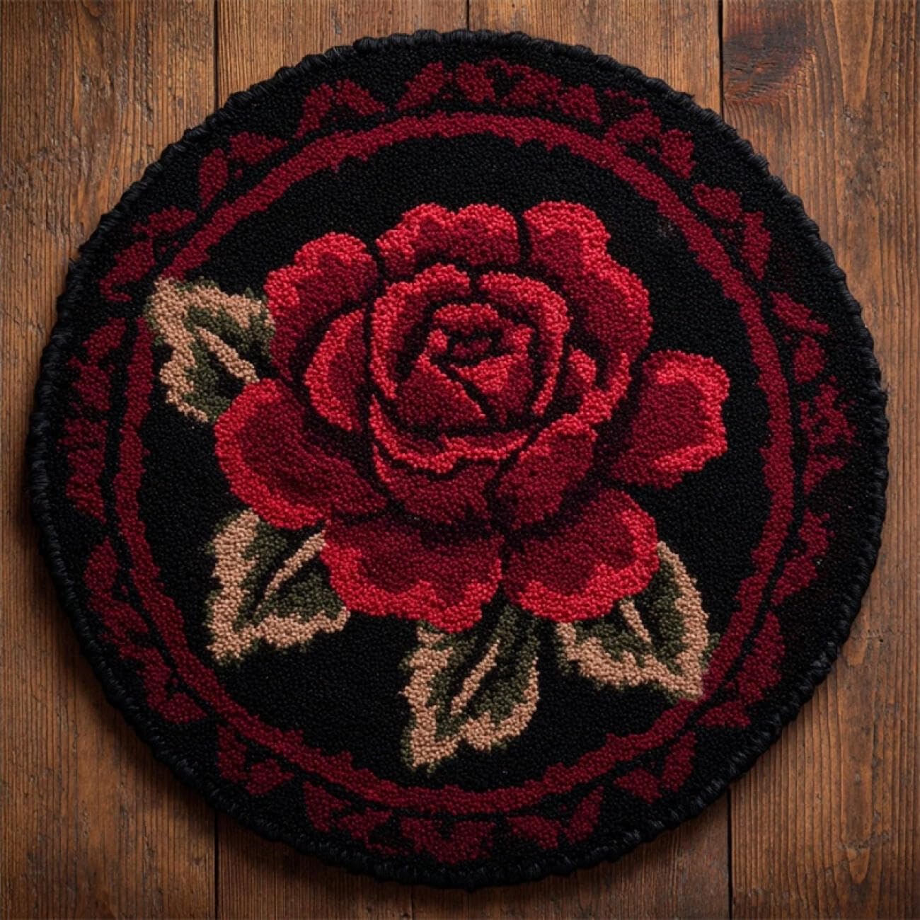 Kitquiver Latch Hook Carpet Kits Red Roses 60x60cm