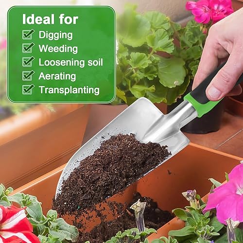 Miniatura 5 de Paleta de mano para jardín, pala de mano resistente con mango ergonómico, palas de jardín para excavar, resistente a la corrosión, herramientas de