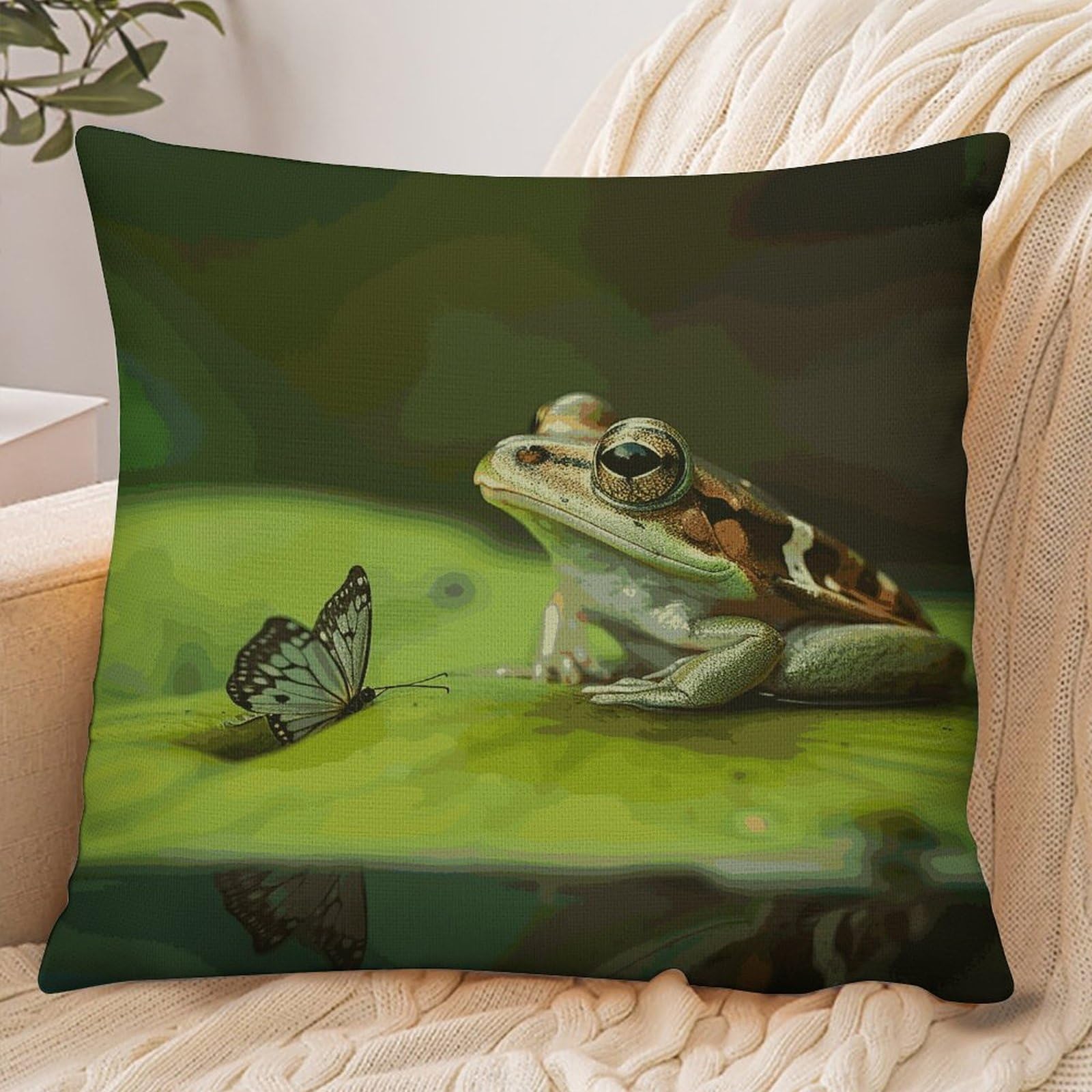 Fekiloot Style Frog And Butterfly Pillowcase Pillow Sham Pillow Case