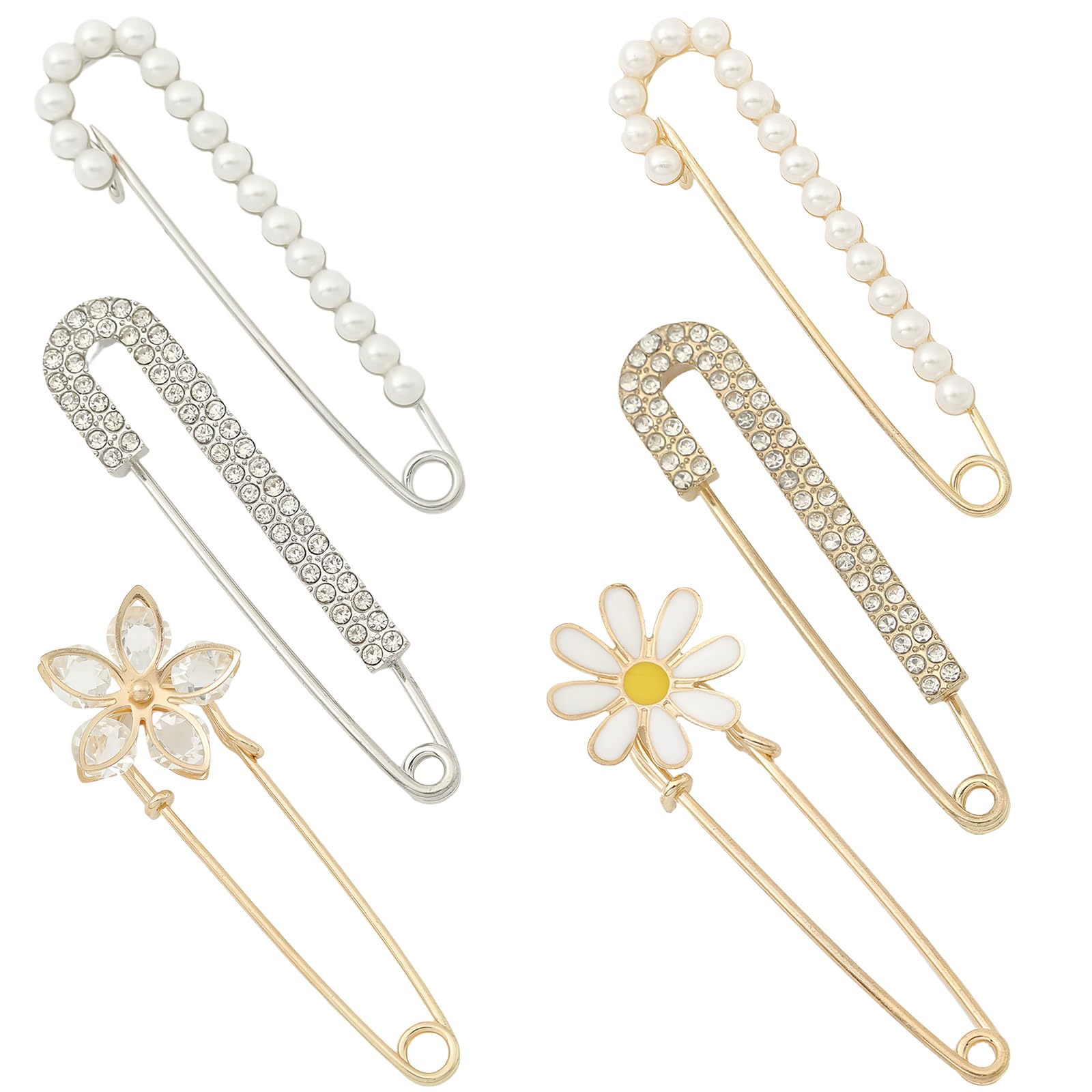 SURALIN 10 Pezzi Spilla di Perle Spilla da Donna Spille da Scollatura con Clip Spille da Balia per Donne Bottoni Cardigan Gioielli Spille Gioielli per Spilla Abbigliamento