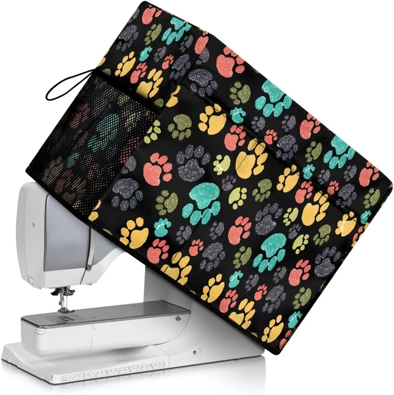 Eheartsgir Colorful Paws Sewing Machine Cover with Pockets