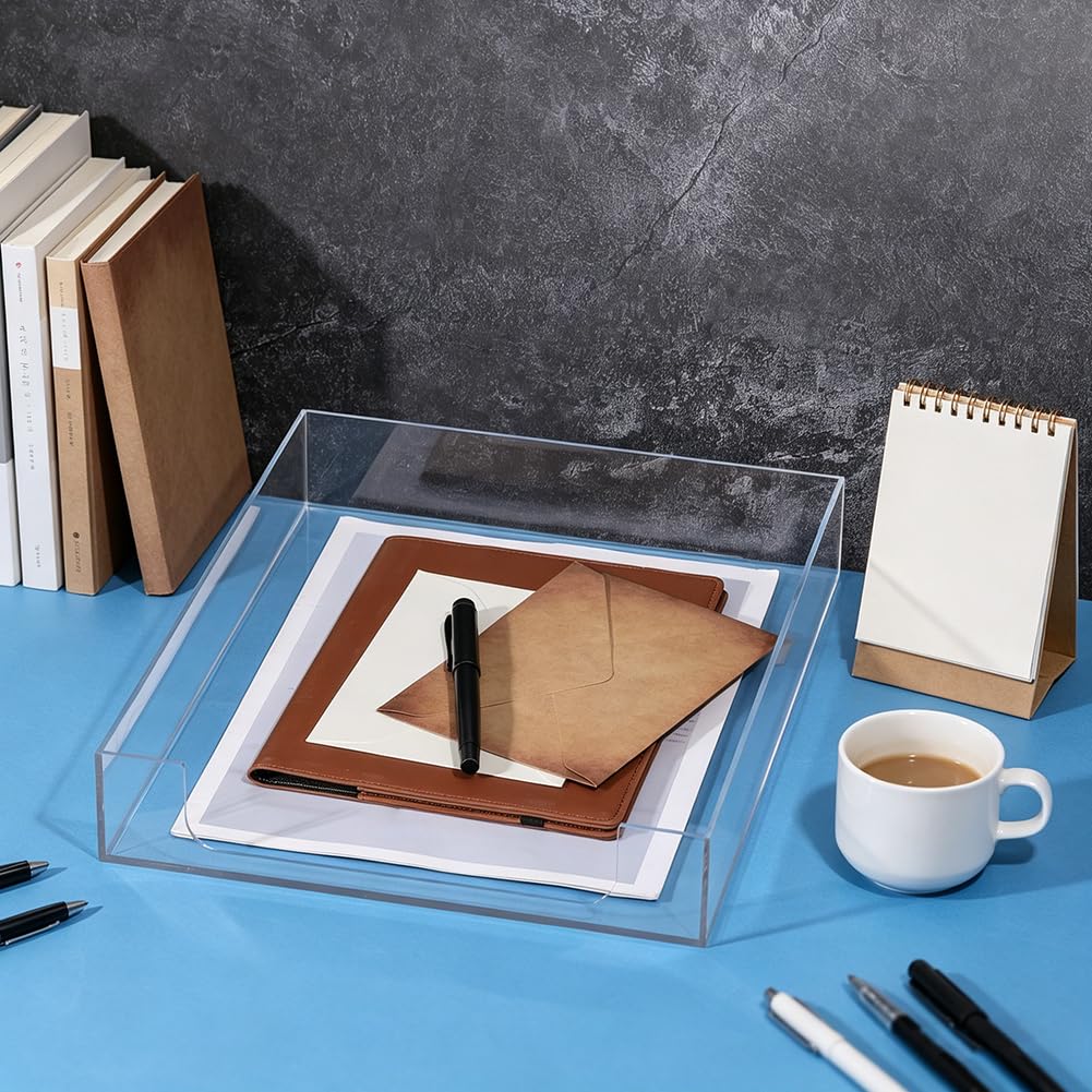 PH PandaHall Acryl-Briefablage, transparente Papierablage, Schreibtisch-Organizer, stapelbare Ablage für A4, A5, Papier, Dokumente, Zeitschriften, Notizbücher, Heimbüro, 32 x 25,4 x 5,1 cm, 2 Stück