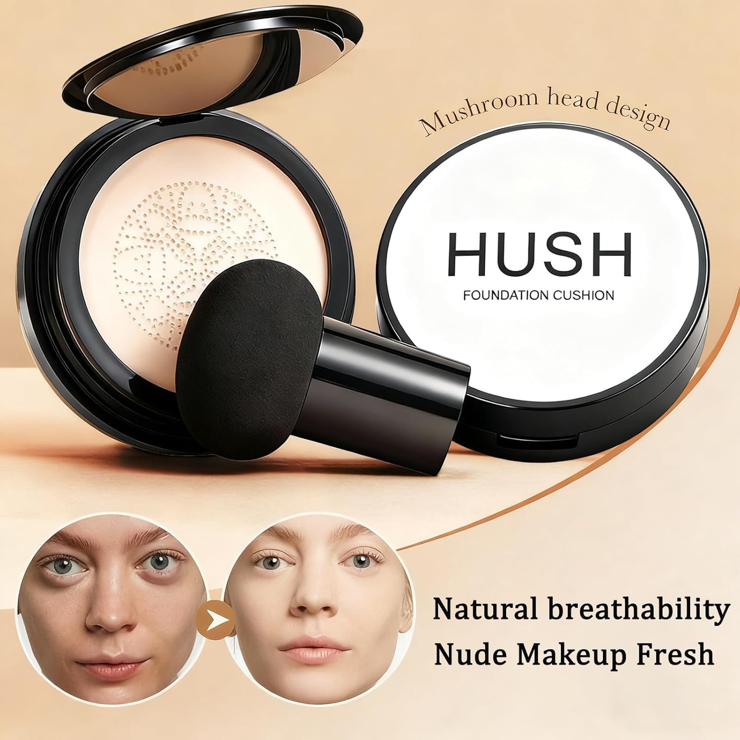 Mushroom Head Cushion CC Cream Foundation, Warm Golden Full Coverage