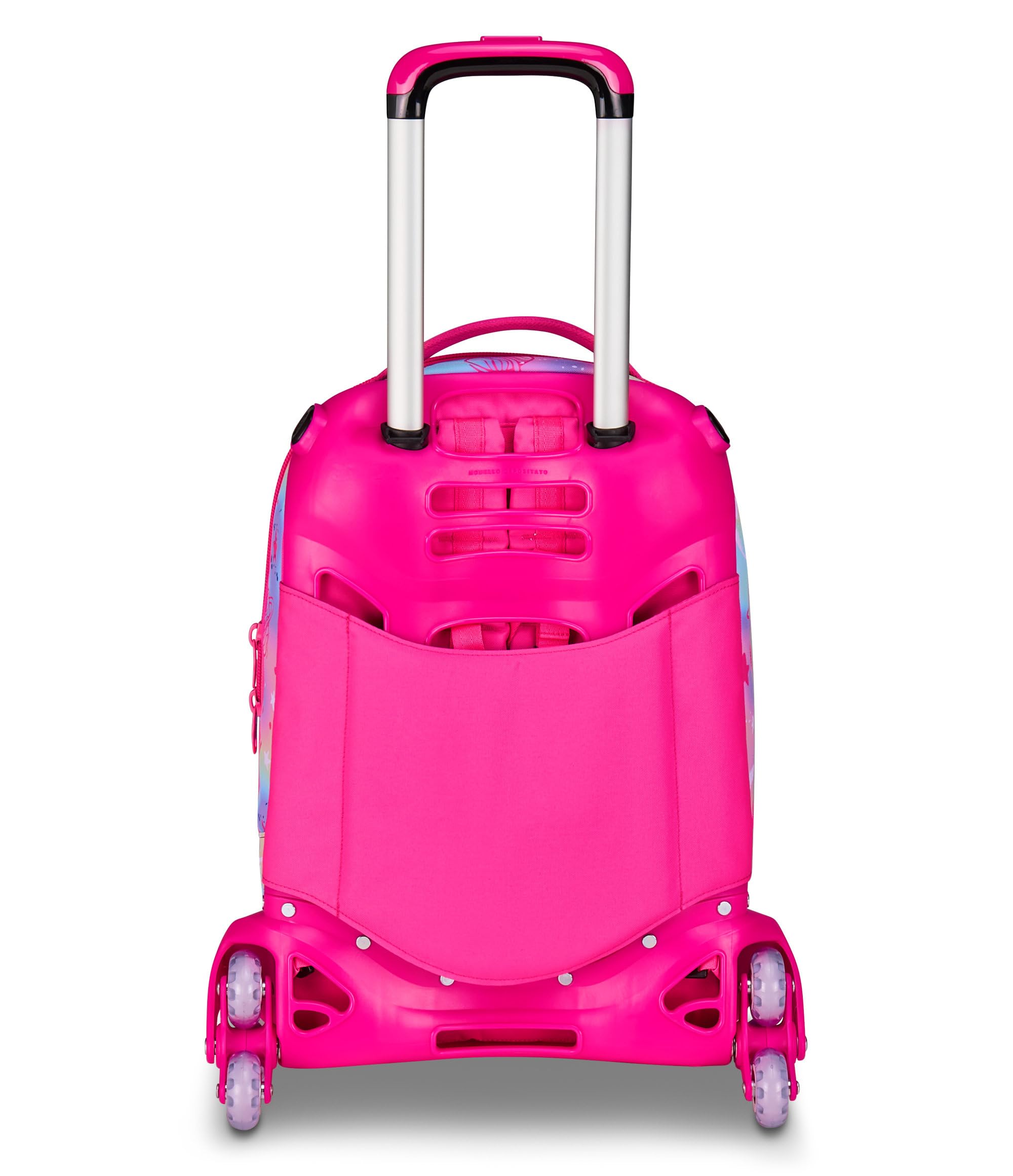 SJ GANG STYLE JAM GANG Trolley Scuola Jack 3 Ruote Cat Led, Fucsia, 3 in 1, Zaino Triplo Uso con Carrello Sganciabile, 33 L, Zaino Scuola Elementare, Zaino Bambina
