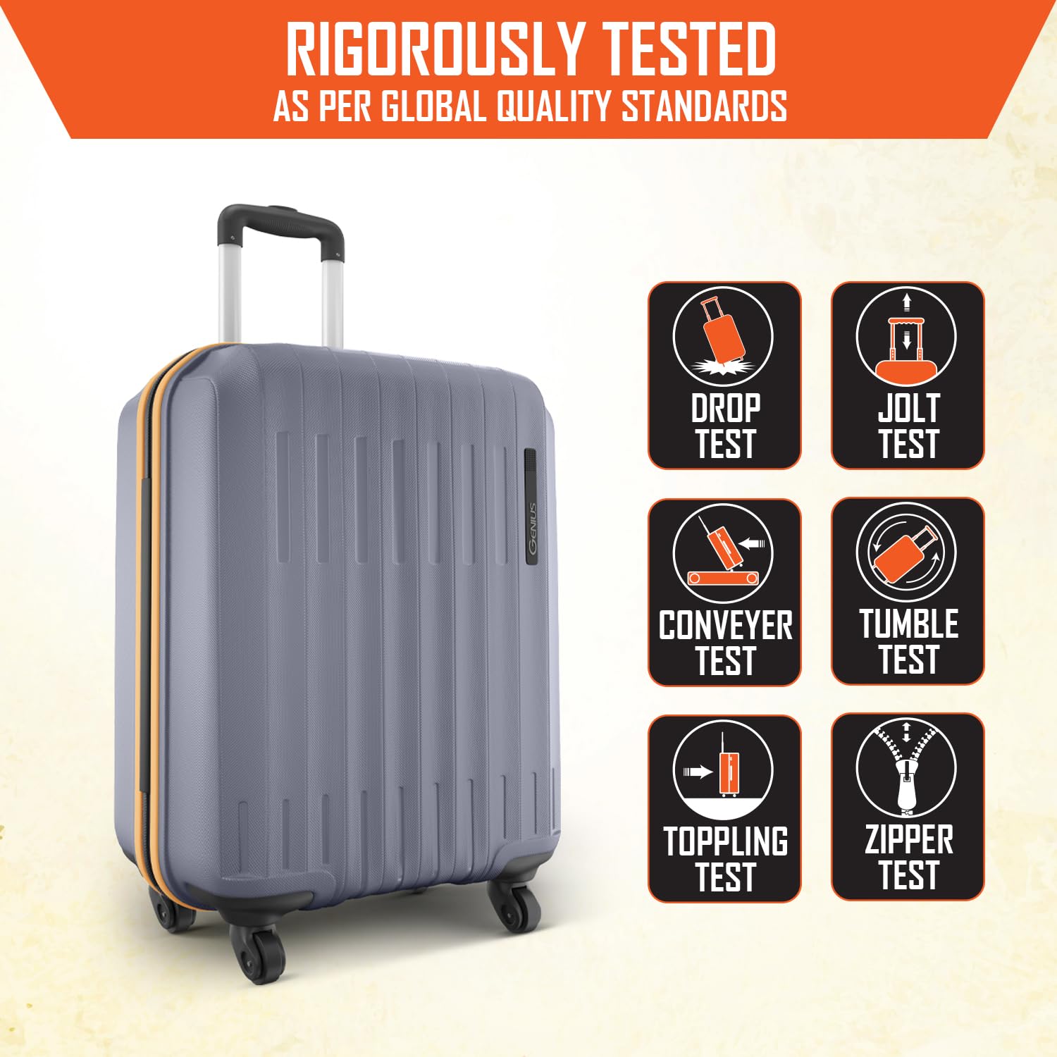 Safari Genius Alley 55cm Cabin Trolley Bag Hard Case Polypropylene, 4 Spinner Wheels, 360 Degree Wheeling Carry on Luggage, Travel Bag, Suitcase, Trolley Bags, Flintstone Softline (Grey) — Amazon image 5