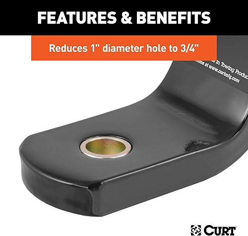 Miniatura 5 de CURT 21101 Buje reductor de agujero de bola para enganche de remolque, reduce el diámetro de 1 pulgada a vástago de 34 pulgadas, zinc amarillo