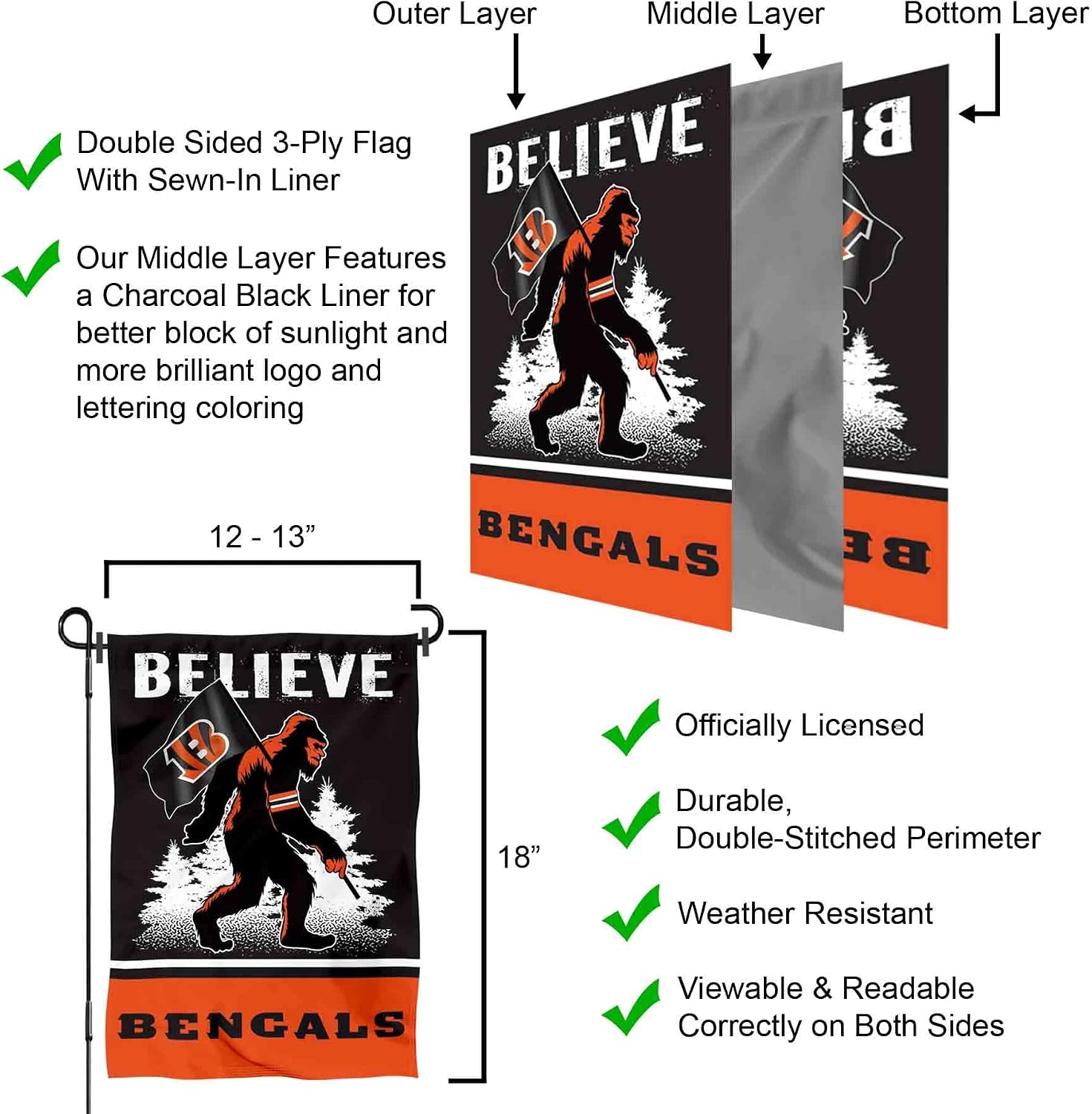 Cincinnati Bengals Bigfoot Sasquatch Believe Yard Garden Banner Flag