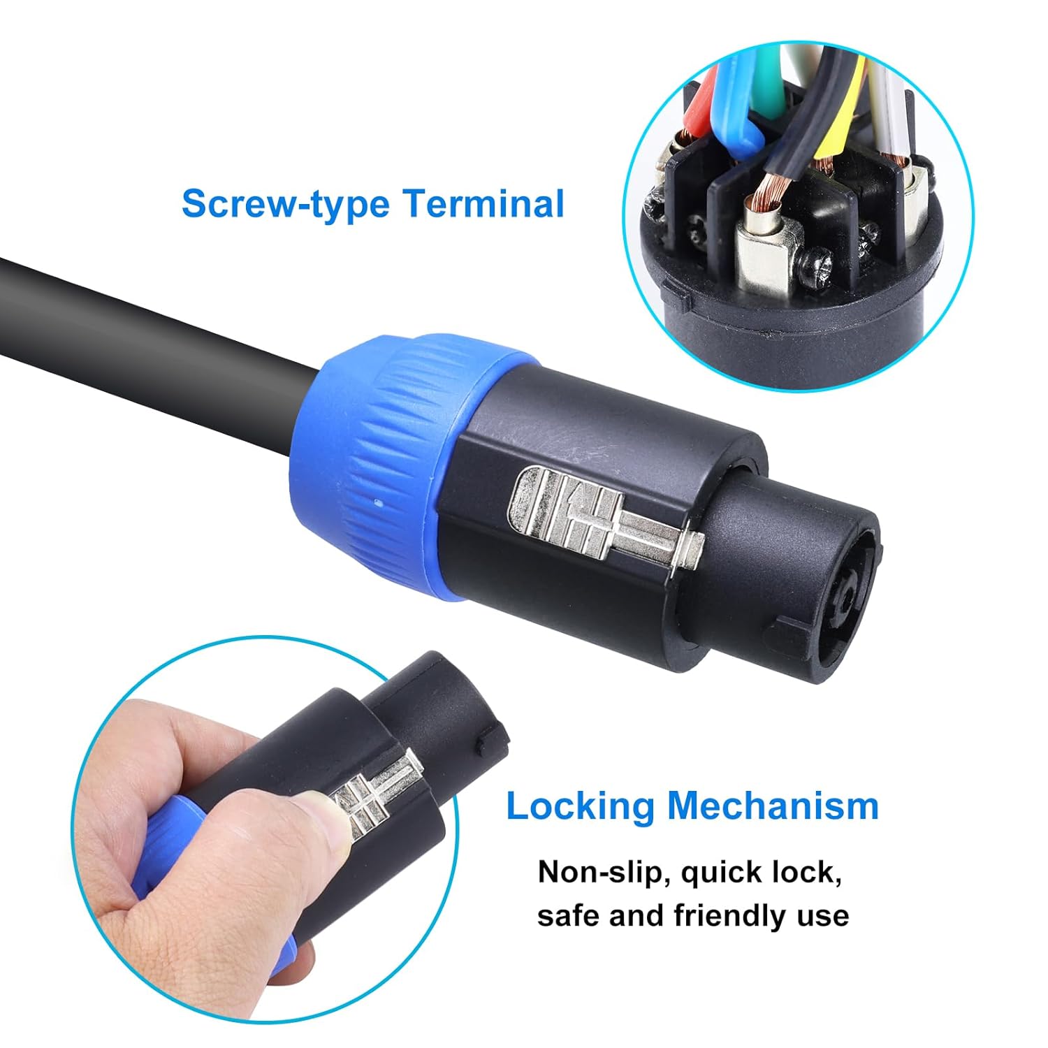 8 Pole Speakon Audio Speaker Cable, 8 Pin Pure Copper Speak-on Male Cable to NL8FC Twist Lock Plug Extension Cord with NL8MPR Socket, for High Power Chuchero, Stage PA, DJ - 1 Pack 3.28FT