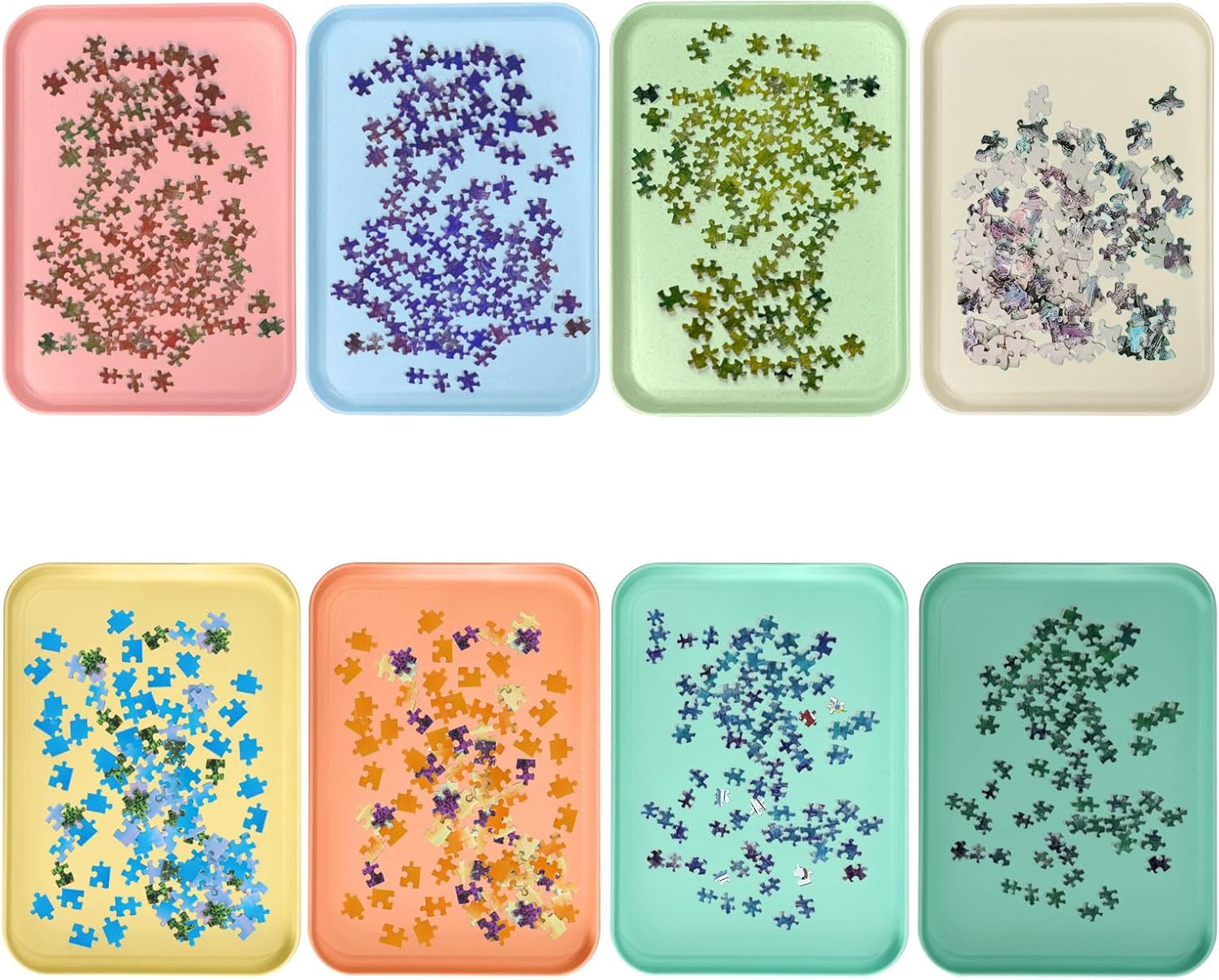 Puzzle Sorting Trays, 12 x 8.7 Inch Stackable Puzzle Sorter Trays, 8 Pack Puzzles Accessories for Sorting & Organizing Pieces