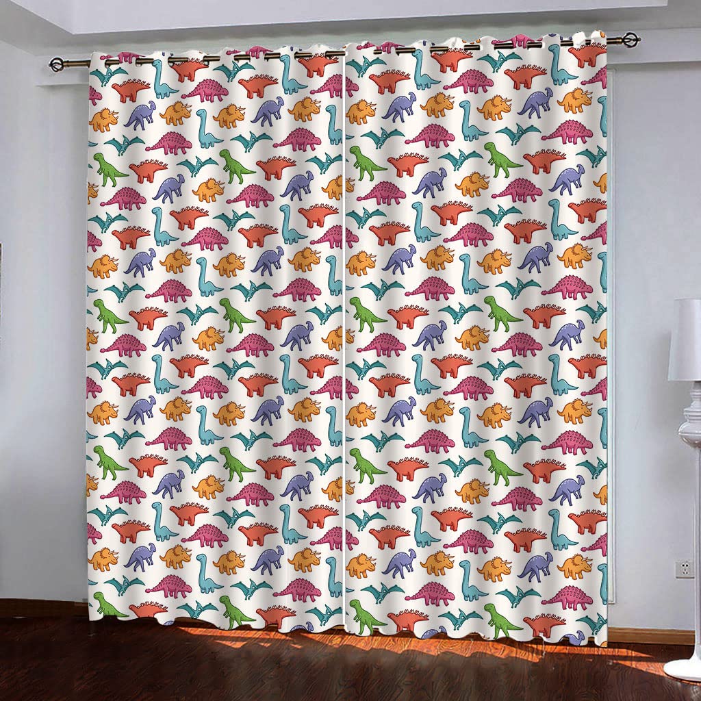 Rideaux opaques thermiques isolants contre le froid lot de 2 panneaux dinosaure 140x260 cm