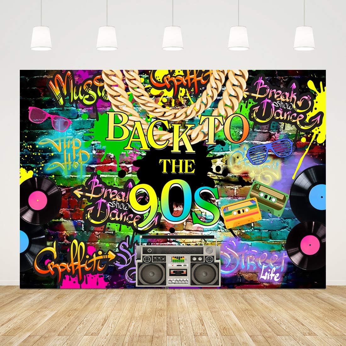 Buy 7x5ft 90s Hip Hop Party Decorations Brick Wall Back to 90’s