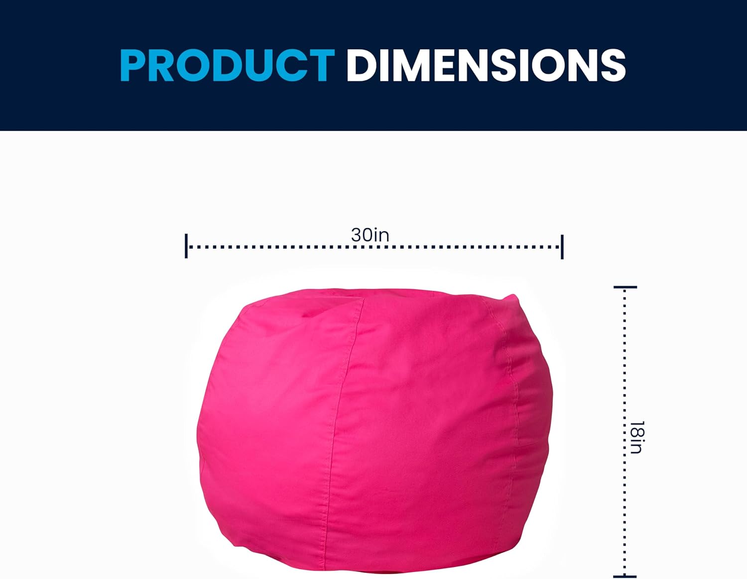 Flash Furniture Solid Small Refillable Bean Bag Chair, Hot Pink