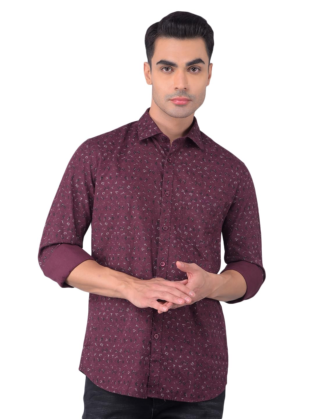 Crimsoune Club Men's Wine Printed 100% Cotton Shirt-picture-13