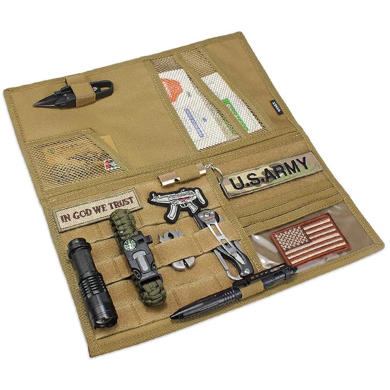Organizador para Para-Sol Automotivo Dobrável com Painel MOLLE WYNEX Khaki Kit com 1 unidade