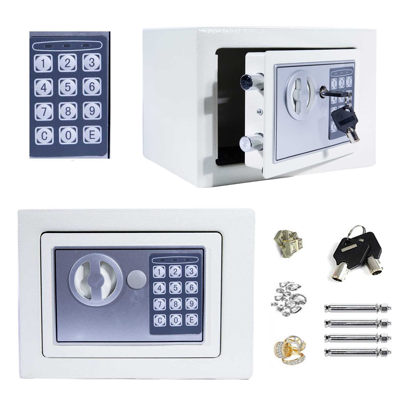ZBZFGE Casseforti digitali per Hotel da 16 Litri Cabisafes in Acciaio (25X35X25Cm) Cassetta di Sicurezza/Bianco/4,6 L (17X23X17Cm)