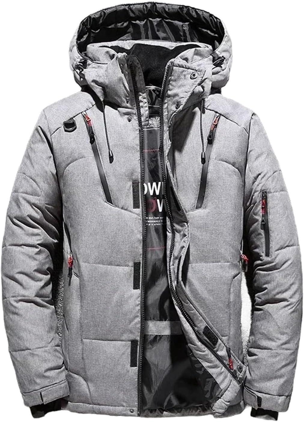Mens White Duck Down Jacket Thick Warm Hooded Puffer Coat For 20 Degree Cold Weather Snow Outdoor Sportswear