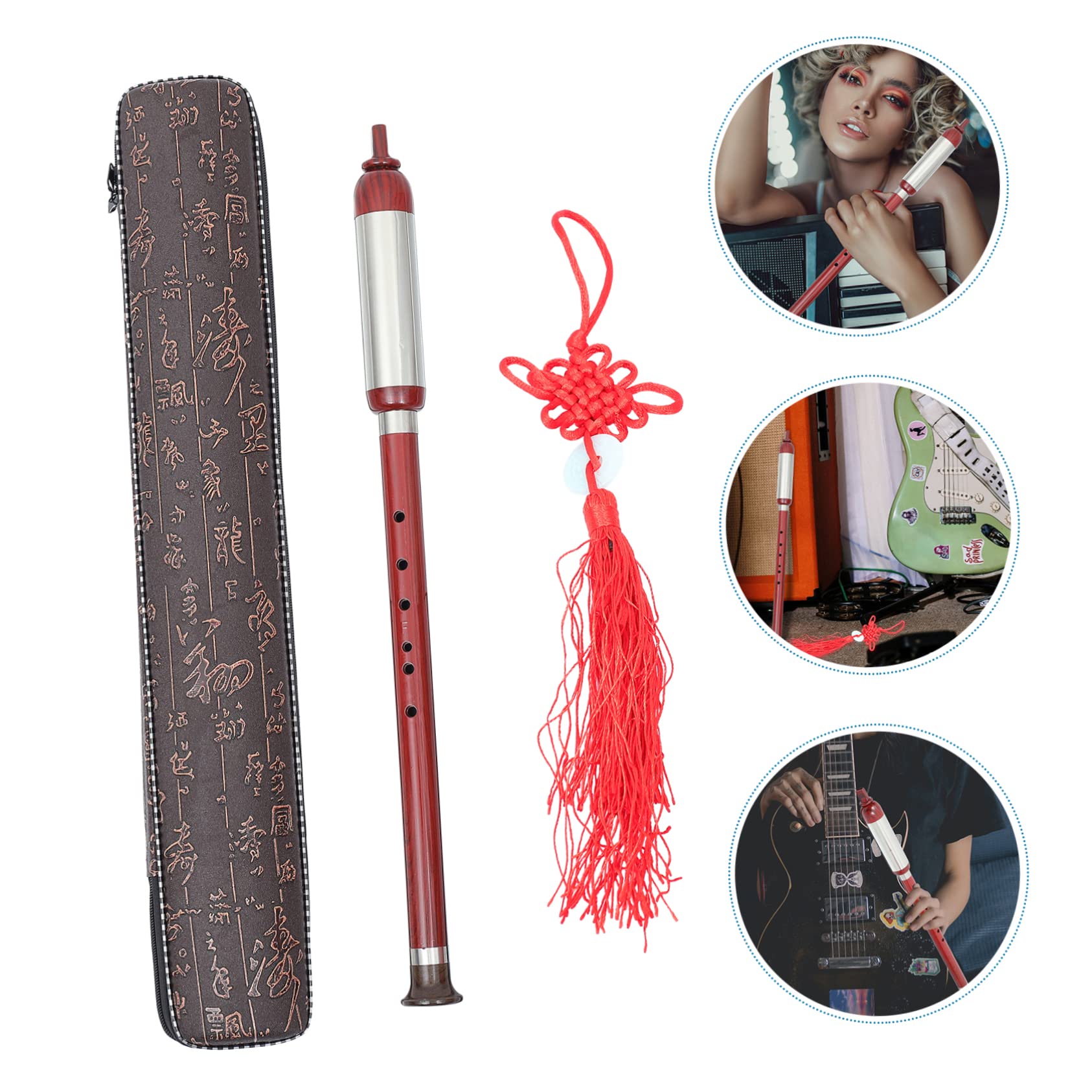 YARNOW Bawu Verticale Tradizionale in Resina G, Set 1 Pezzo | Tonalità Rosso Scuro, Custodia Inclusa, Portatile e Leggero, Adatto per Ensemble e Accompagnamento Danza
