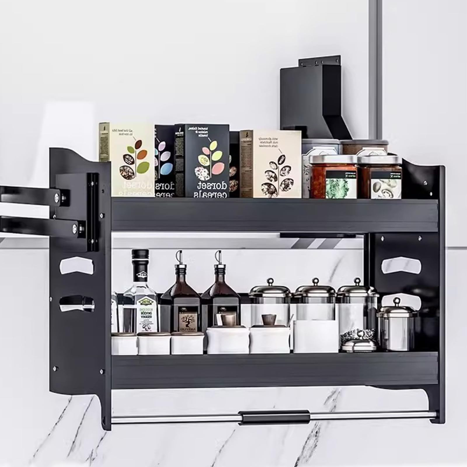 Aijreyie Pull Down Shelf,Kitchen Shelves,Kitchen Shelf Organiser,Kitchen Shelves Wall Mounted, Pull-Out Cabinet Organizer, Wall Rack Storage Organizer Spice Rack Inner (700)