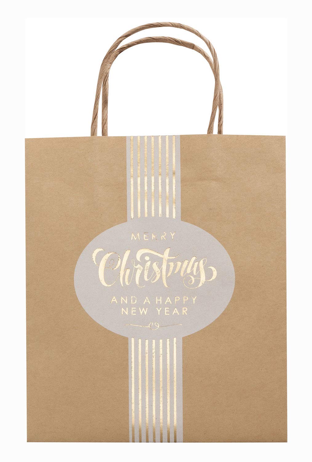 folia 21223 Paper Bags Xmas Made of Brown Kraft Paper Gift Bags Partially with Hot Foil Embossing Pack of 3 Approx. 12 x 5.5 x 15 cm Assorted in 3 Designs for Crafts Decorating and Giving - Image 4