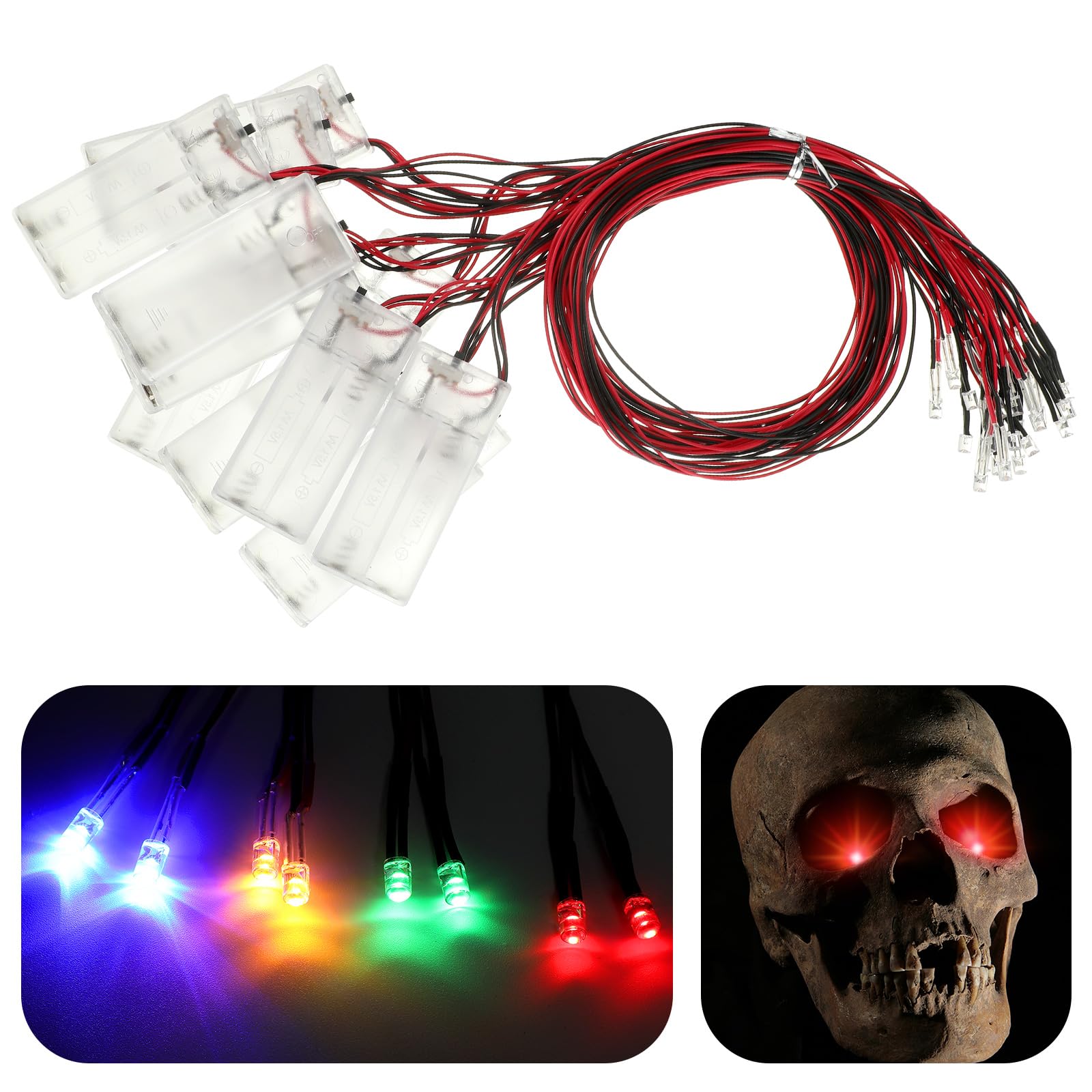 12 Pcs Halloween LED Glowing Light for Mask Costume Skull Skeleton 24'', Battery Not Include