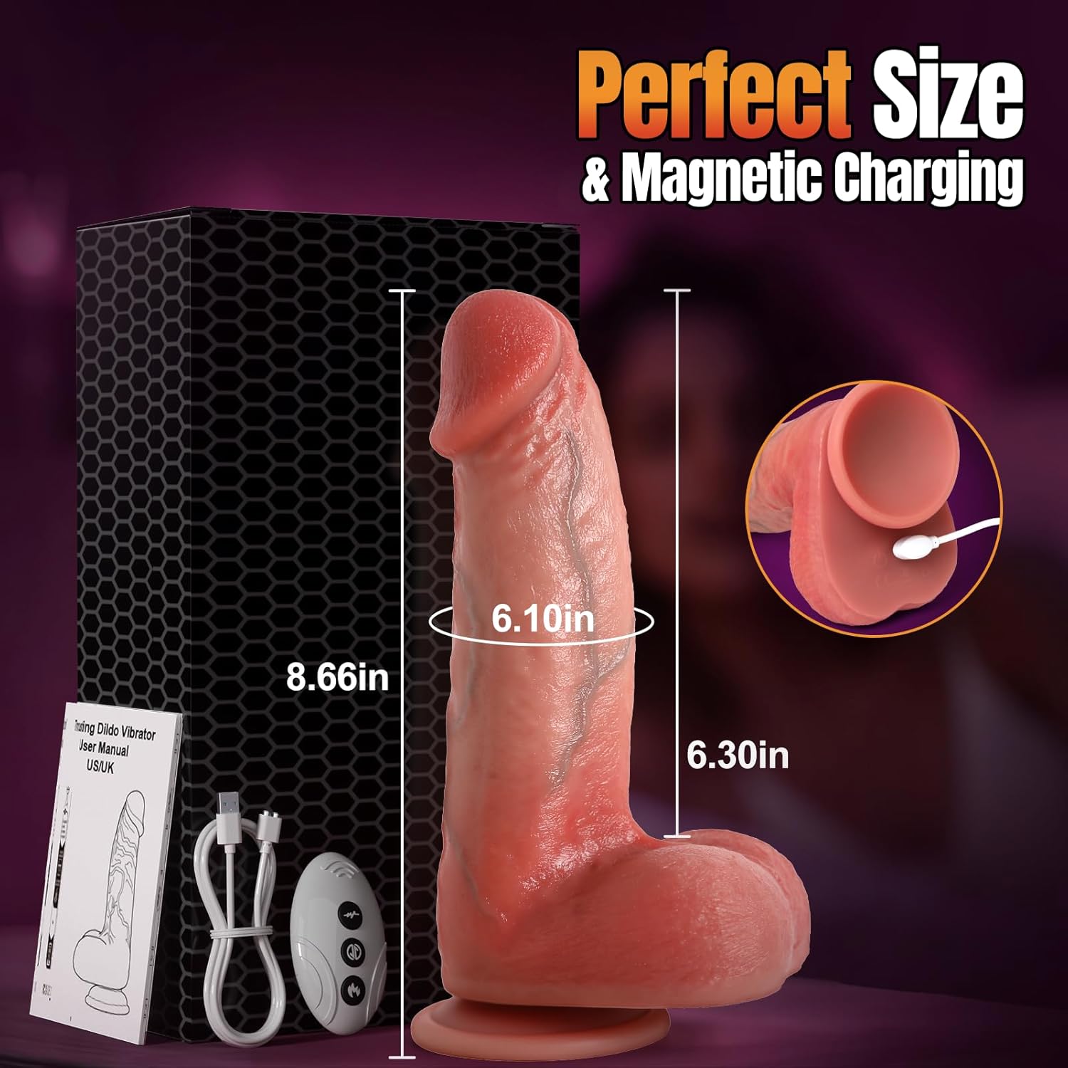 8.66'' Thrusting Dildo Consoladores Thick Dildo - 2.01'' Thick Dildos with 3 Thrusting & 9 Vibrating & Heating Modes, Realistic Dildos Adult Toys for Men and Women,Suction Cup G-Spot Adult Sex Toys