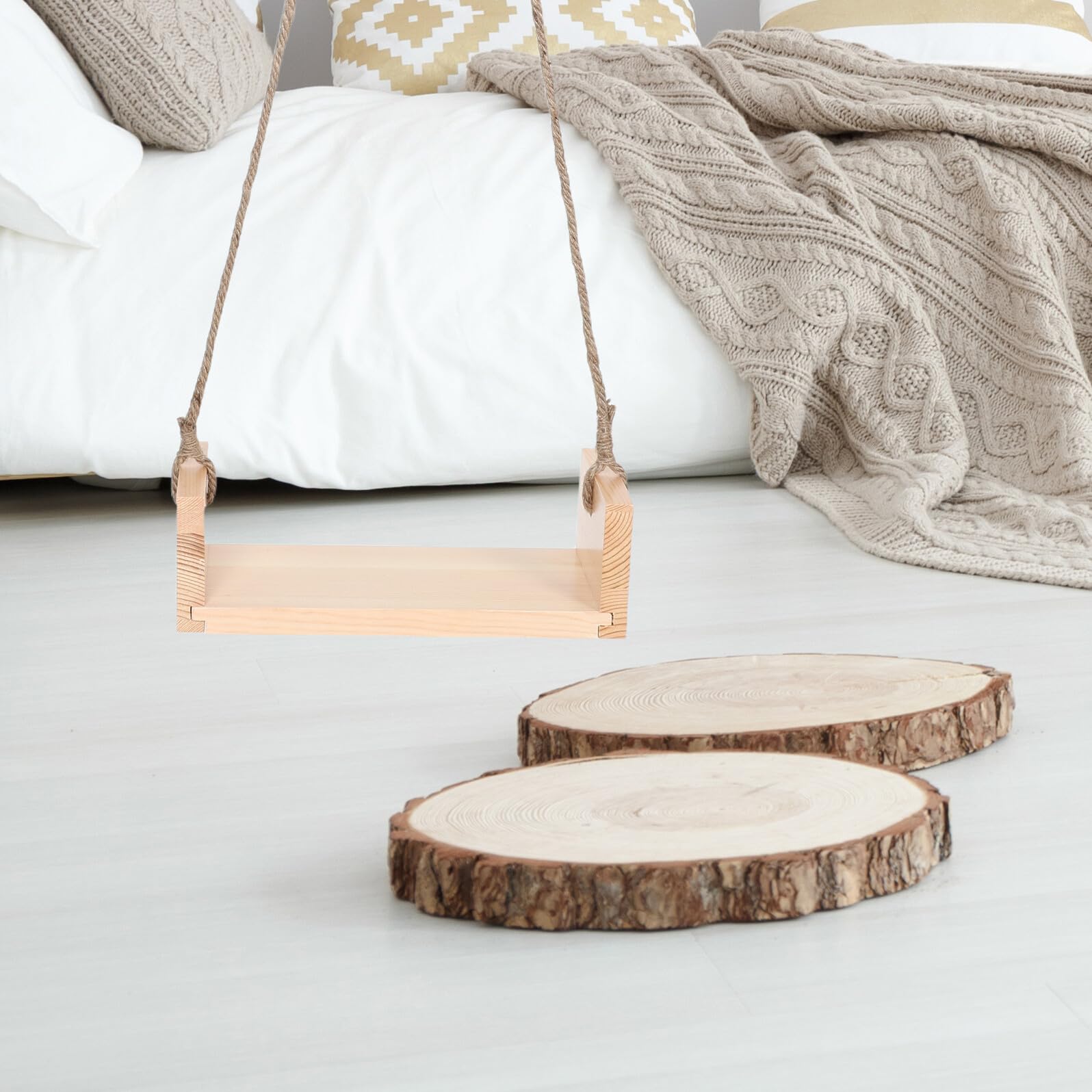 Chaise Balançoire en Bois pour Photos de Bébé, Beige
