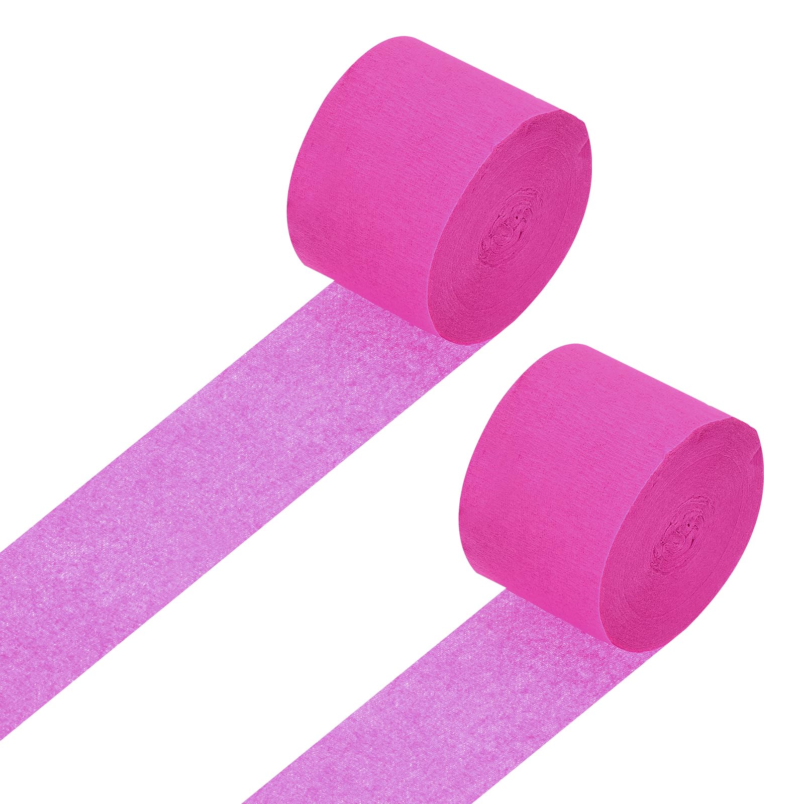 Rebower Crepe Paper Roll, Fluorescent Rose Red Crepe Paper Streamers Sheets, [for Party Streamer Decorations, Birthday Party] - 1.8 Inch x 82 ft / 2 Roll