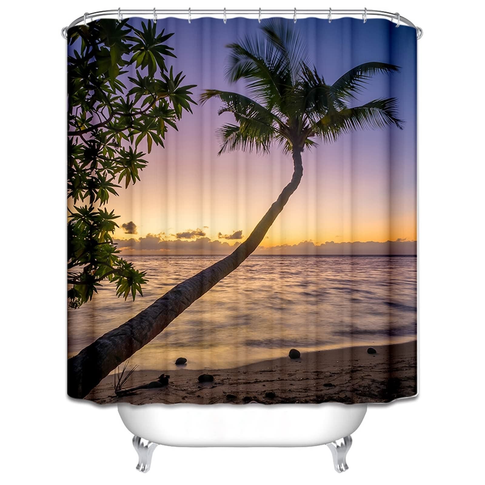 Tenda Doccia 180x200 Tessuto Poliestere, Multicolore Cocco e spiaggia Tenda doccia in tessuto per bagno