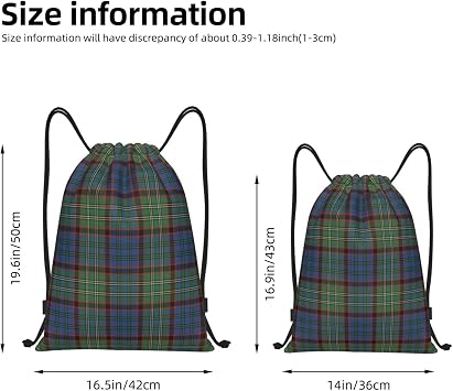 Drawstring Backpack String Bag Selkirk Tartan Sackpack for Sports Gym Small