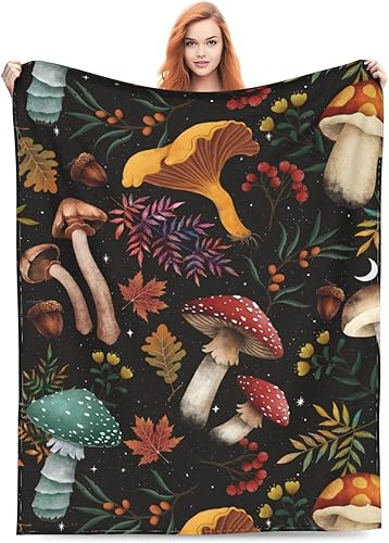 Joismea Manta suave y cálida de franela, manta de cama de forro polar, regalo para decoración del hogar, silla, sofá, hongo, 80 x 60 pulgadas