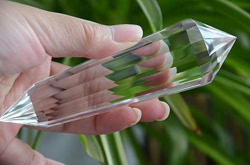 Miniatura 7 de Varita tibetana real de alta altitud 99% transparente de 13 caras de cristal de cuarzo Vogel Varita de 4.92 pulgadas para reiki espiritual