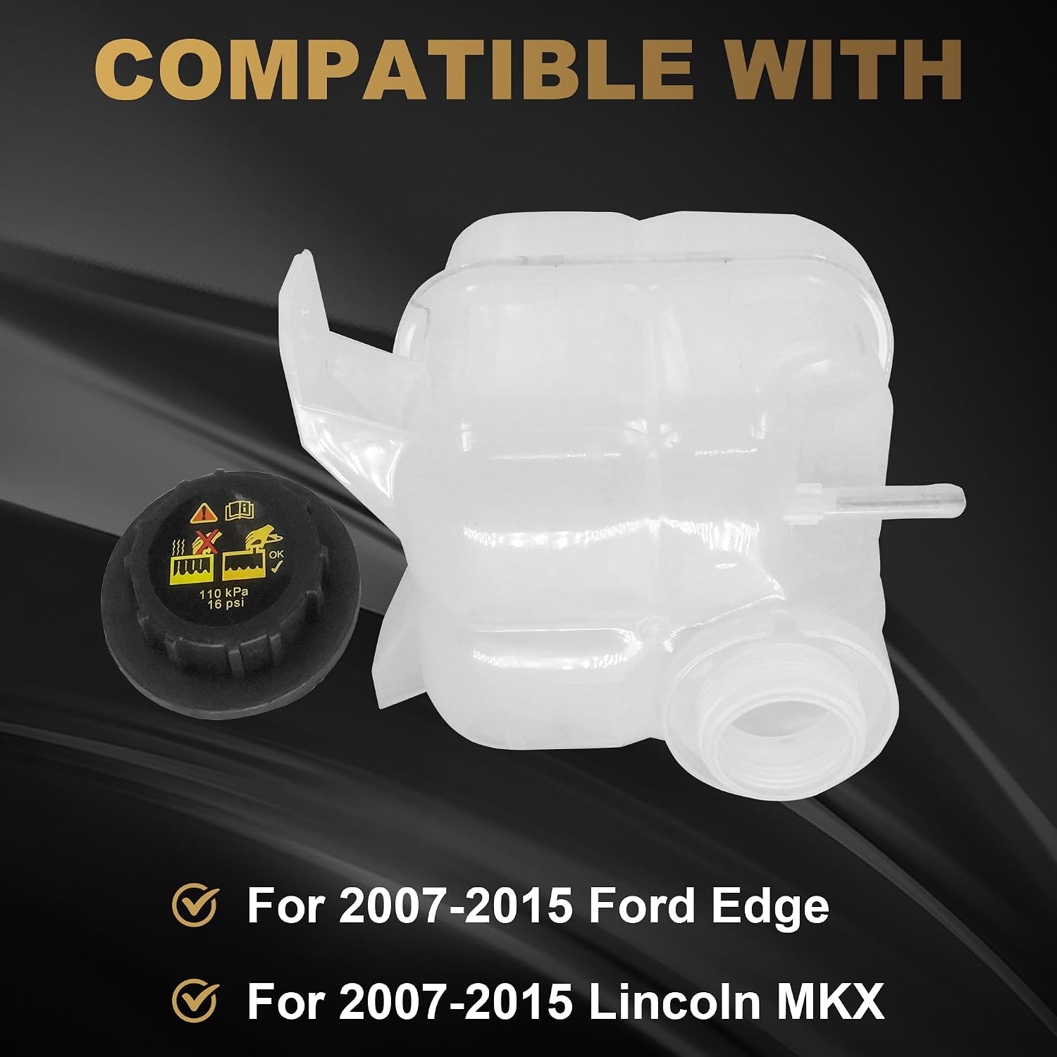 PartsFlow 603-353 Engine Coolant Reservoir Tank With Cap For 2007-2015 Ford Edge For 2007-2015 Lincoln MKX 9T4Z8A080A