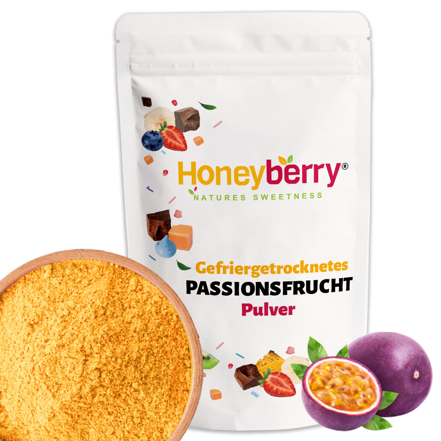 Gefriergetrocknetes Passionsfrucht Pulver 100g - Gefriergetrocknete Früchtpulver - Pulver mit Passionsfrucht Geschmack für Backen, Smoothies & Joghurt - Maracuja Pulver mit Natürlichem Aroma