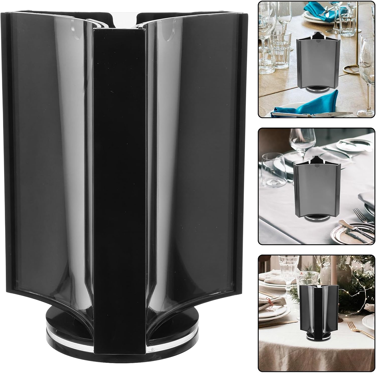 SOLUSTRE Rotating Acrylic Menu Display Stand Table Tent Holder 128x182mm Triangular Plastic Paper Sign Holder for Restaurant Tabletop Use