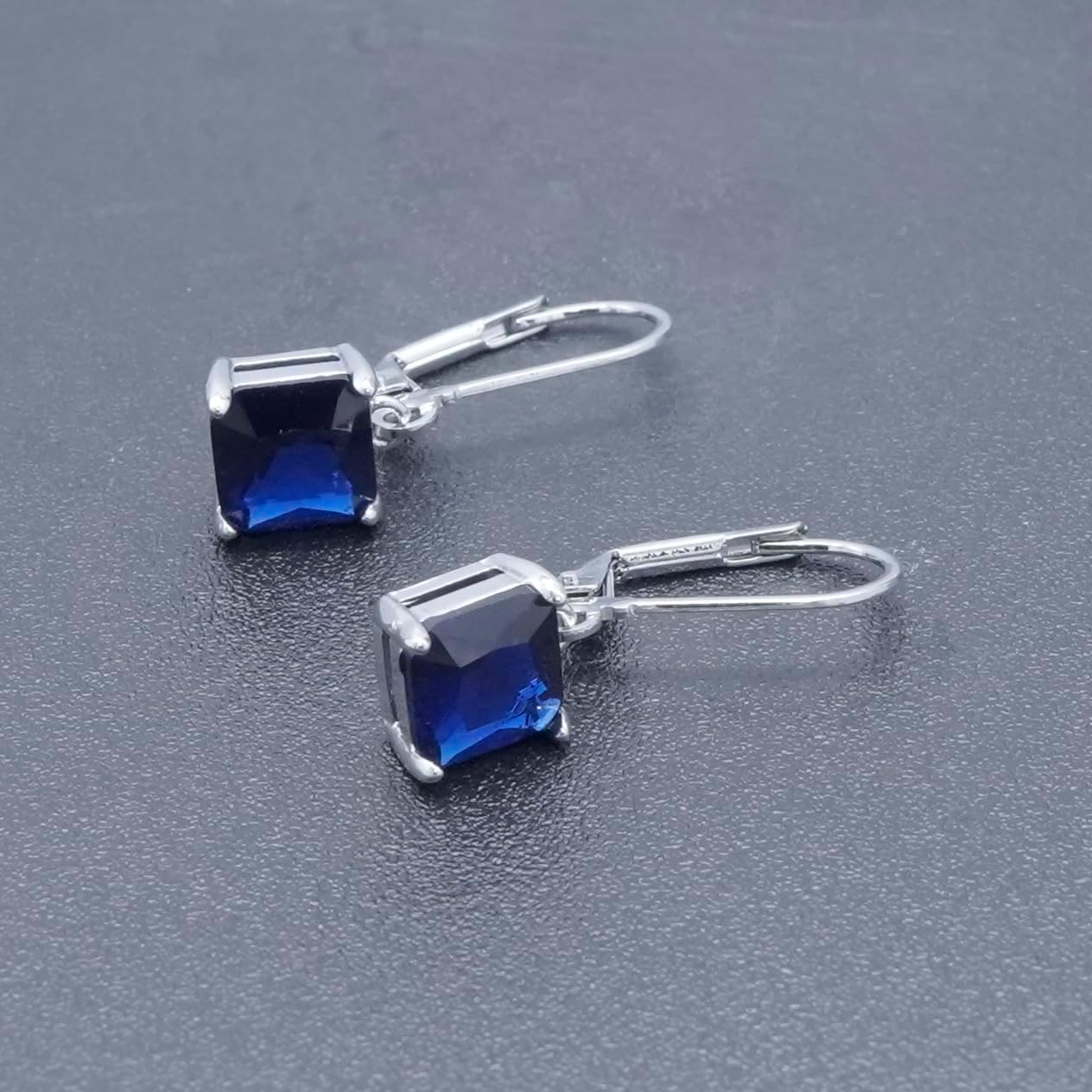 Square-cut Leverback Dangle Earrings for Women Hypoallergenic Multi-color Cubic Zirconia Earrings Lightweight Diamond Drop Earrings Jewelry Gift for Wedding, 14K White/Gold Plated, 8mm - Image 5