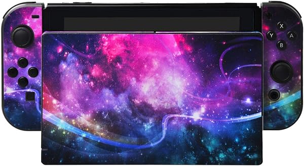 eXtremeRate Adesivo Skin per Nintendo Switch, Sticker per Joycon Console Dock Grip, Pellicola Protettiva Protezioni Schermo per Nintendo Switch-Galassia Lucente - 3